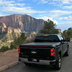 Chevy Silverado 2014–2018 with PSM PALADIN LED tailgate protector from the Shield series with the recon light bar.